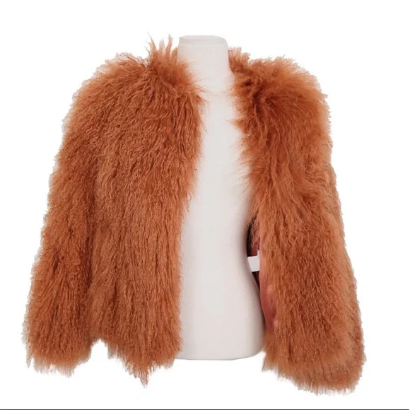 100% Mongolion Curly Fur Short Coat BNWT - Picture 6 of 6